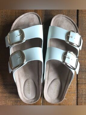 Madden Girl Bodie White Patent Sandals Slides Size 7.5 New Cork